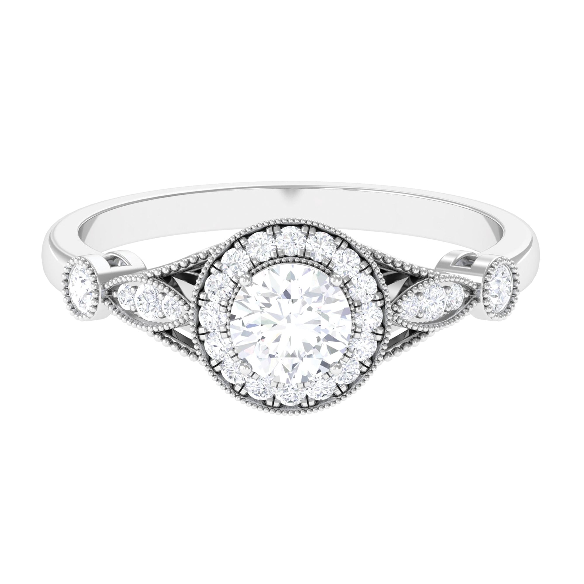 Vintage Inspired Lab Grown Diamond Engagement Ring Lab Grown Diamond - ( EF-VS ) - Color and Clarity - Rosec Jewels