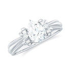 Pear Cut Lab Grown Diamond Solitaire Engagement Ring with Bow Lab Grown Diamond - ( EF-VS ) - Color and Clarity - Rosec Jewels