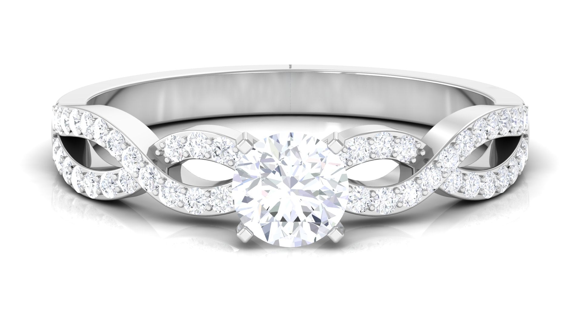 Round Lab Grown Diamond Infinity Solitaire Ring Lab Grown Diamond - ( EF-VS ) - Color and Clarity - Rosec Jewels