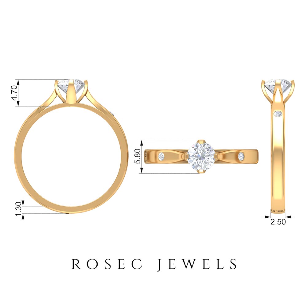 Lab Grown Diamond Solitaire Promise Ring Lab Grown Diamond - ( EF-VS ) - Color and Clarity - Rosec Jewels