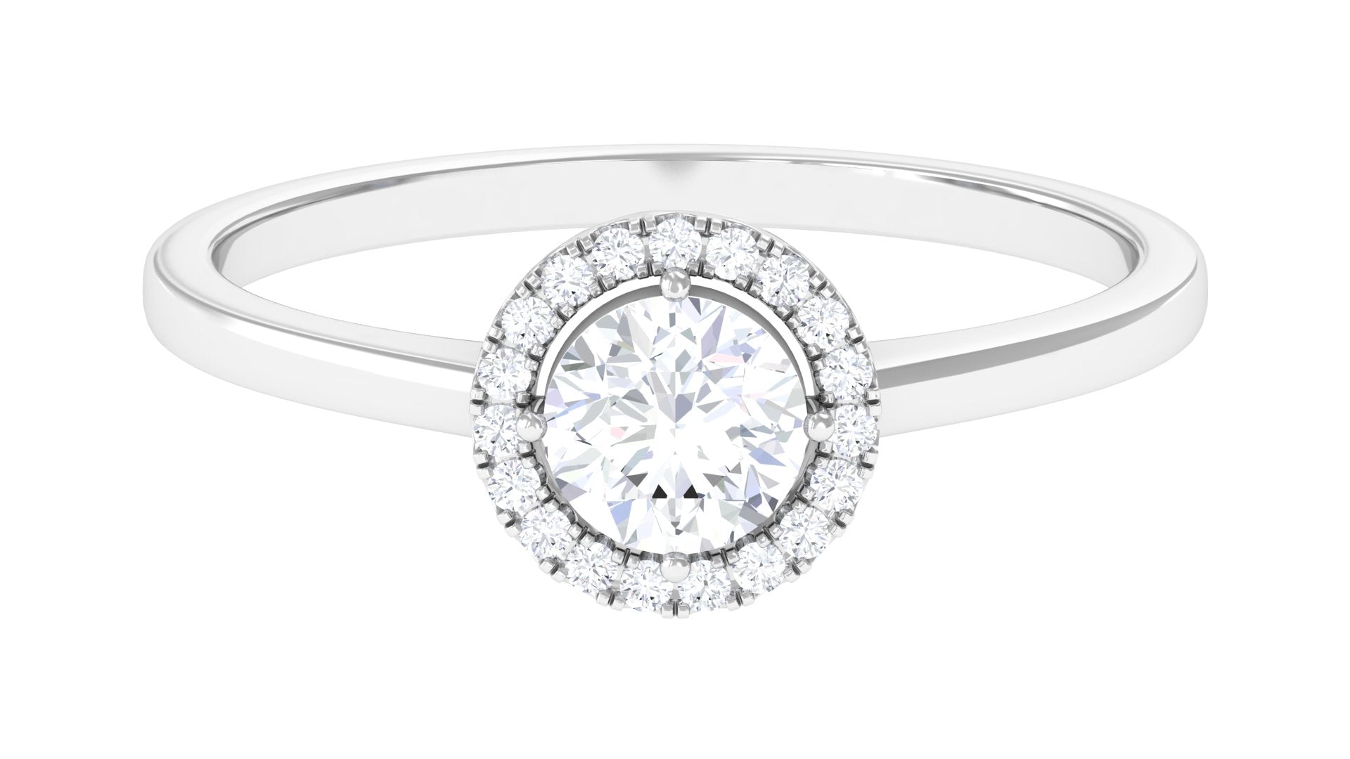 Lab Grown Diamond Promise Ring with Halo Lab Grown Diamond - ( EF-VS ) - Color and Clarity - Rosec Jewels