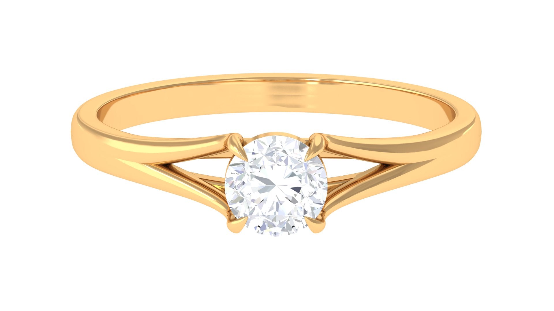 Claw Set Solitaire Lab Grown Diamond Ring in Split Shank Lab Grown Diamond - ( EF-VS ) - Color and Clarity - Rosec Jewels