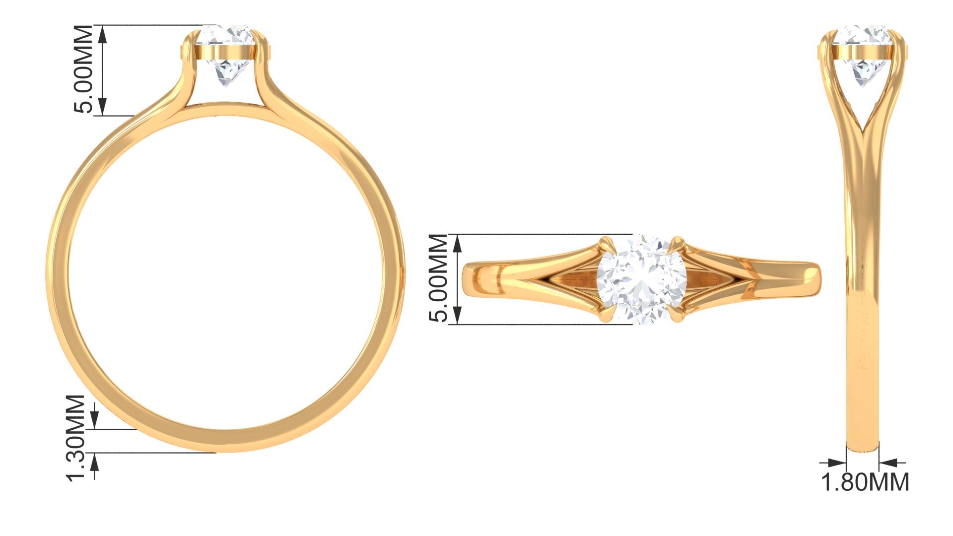 Claw Set Solitaire Lab Grown Diamond Ring in Split Shank Lab Grown Diamond - ( EF-VS ) - Color and Clarity - Rosec Jewels