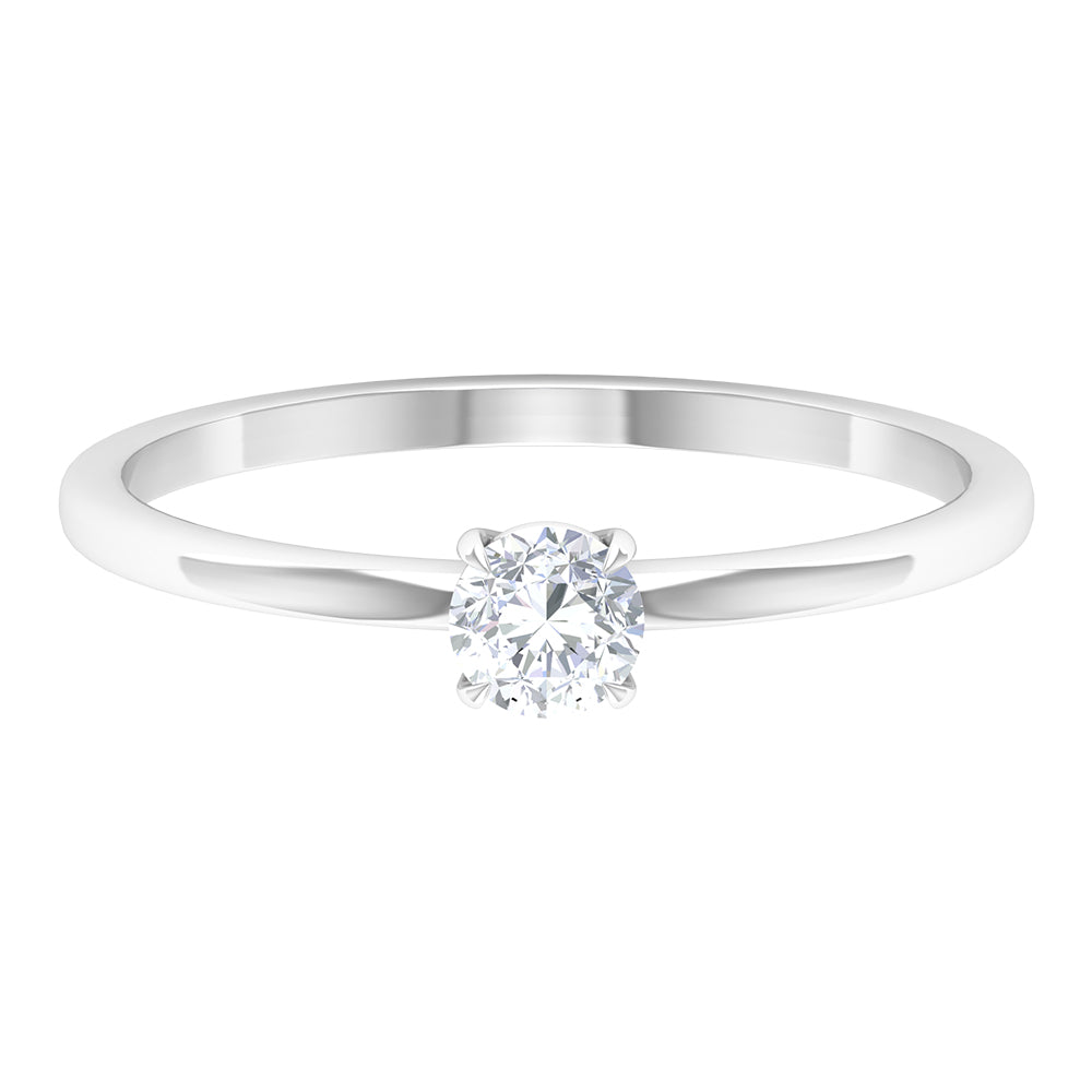 Round Shape Lab Grown Diamond Solitaire Promise Ring Lab Grown Diamond - ( EF-VS ) - Color and Clarity - Rosec Jewels