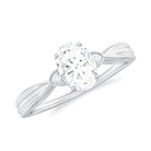 Oval Lab Grown Diamond Simple Solitaire Ring Lab Grown Diamond - ( EF-VS ) - Color and Clarity - Rosec Jewels