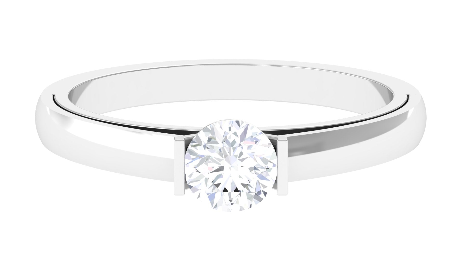 Minimal Lab Grown Diamond Solitaire Ring Lab Grown Diamond - ( EF-VS ) - Color and Clarity - Rosec Jewels