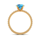 2.75 CT Swiss Blue Topaz Solitaire Ring with Diamond Side Stones Swiss Blue Topaz - ( AAA ) - Quality - Rosec Jewels