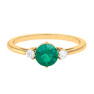 Emerald and Diamond Minimal Promise Ring Emerald - ( AAA ) - Quality - Rosec Jewels