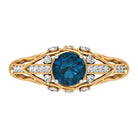 1 CT London Blue Topaz Solitaire and Diamond Vintage Ring London Blue Topaz - ( AAA ) - Quality - Rosec Jewels