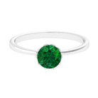 5 MM Round Created Emerald Solitaire Ring in Lotus Basket Setting Lab Created Emerald - ( AAAA ) - Quality - Rosec Jewels