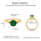 Round Lab Grown Emerald Solitaire Engagement Ring in Split Shank Lab Created Emerald - ( AAAA ) - Quality - Rosec Jewels