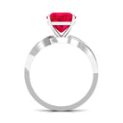 Infinity Shank Cushion Cut Created Ruby Engagement Ring with Diamond Lab Created Ruby - ( AAAA ) - Quality - Rosec Jewels