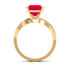 Infinity Shank Cushion Cut Created Ruby Engagement Ring with Diamond Lab Created Ruby - ( AAAA ) - Quality - Rosec Jewels