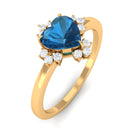 Heart Shape London Blue Topaz Promise Ring with Diamond Accent London Blue Topaz - ( AAA ) - Quality - Rosec Jewels