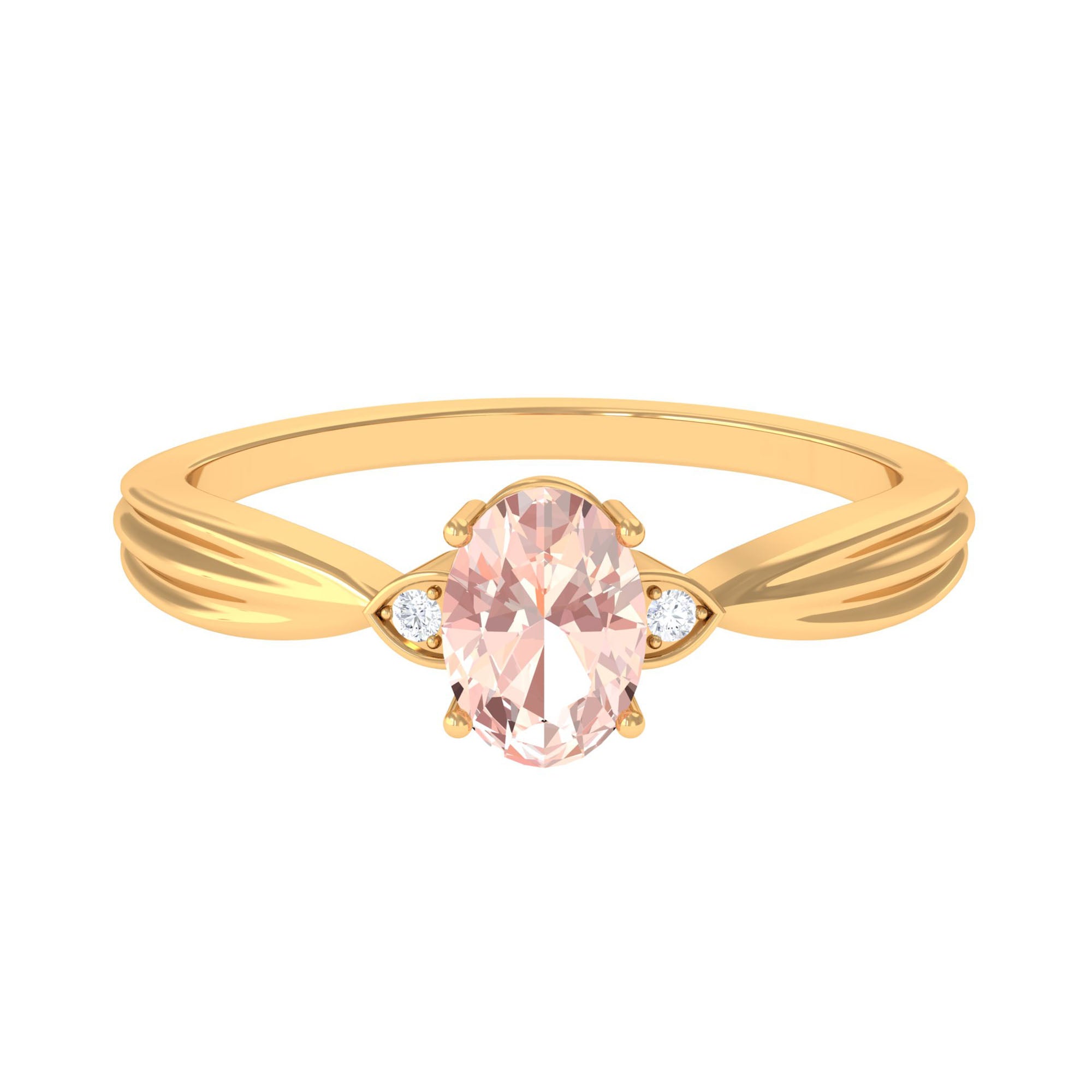 3/4 CT Oval Cut Morganite Solitaire Engagement Ring with Diamond Morganite - ( AAA ) - Quality - Rosec Jewels