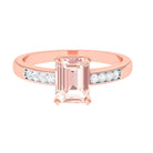 2 CT Emerald Cut Morganite Classic Solitaire Ring with Diamond Morganite - ( AAA ) - Quality - Rosec Jewels