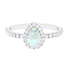 Ethiopian Opal and Diamond Teardrop Engagement Ring Ethiopian Opal - ( AAA ) - Quality - Rosec Jewels