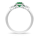 Claw Set Oval shape Emerald Solitaire Ring with Marquise Diamond Trio Emerald - ( AAA ) - Quality - Rosec Jewels