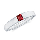 Princess Cut Created Ruby Solitaire Promise Ring Lab Created Ruby - ( AAAA ) - Quality - Rosec Jewels