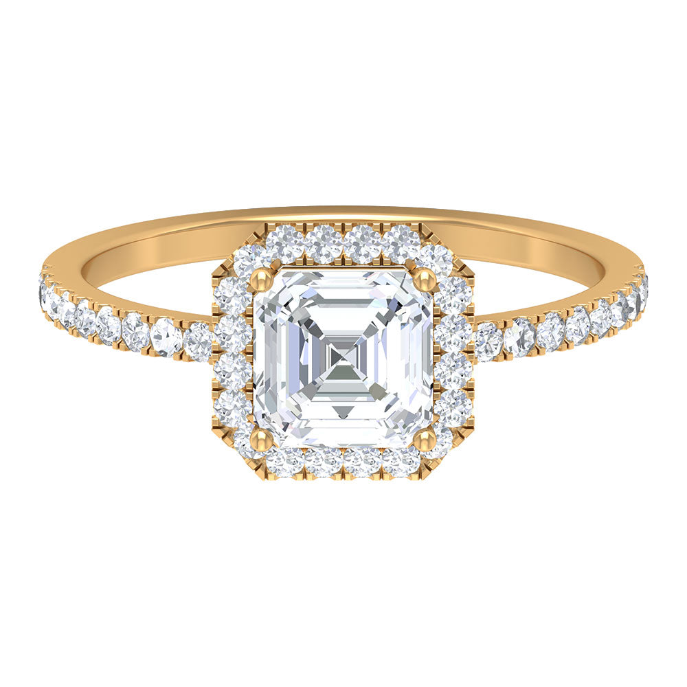 1.75 CT Asscher Cut Moissanite Halo Engagement Ring Moissanite - ( D-VS1 ) - Color and Clarity - Rosec Jewels