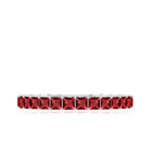 Princess Cut Created Ruby Stackable Eternity Band Ring in Gold Lab Created Ruby - ( AAAA ) - Quality - Rosec Jewels