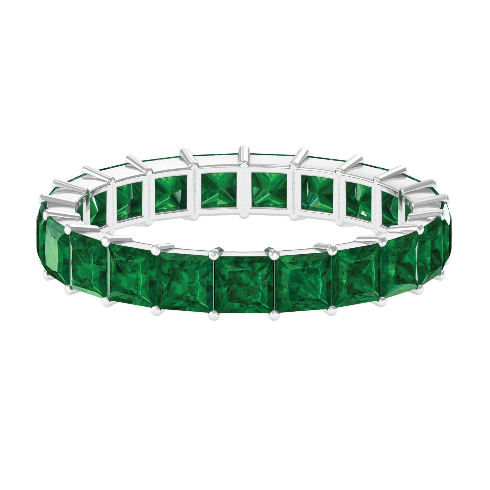 Princess Cut Lab Grown Emerald Full Eternity Ring Lab Created Emerald - ( AAAA ) - Quality - Rosec Jewels