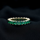 Princess Cut Lab Grown Emerald Full Eternity Ring Lab Created Emerald - ( AAAA ) - Quality - Rosec Jewels