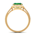 Oval Shape Created Emerald and Diamond Accent East West Ring Lab Created Emerald - ( AAAA ) - Quality - Rosec Jewels
