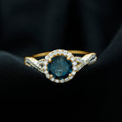 London Blue Topaz and Diamond Crossover Engagement Ring London Blue Topaz - ( AAA ) - Quality - Rosec Jewels