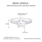 1.75 CT Asscher Cut Moissanite Solitaire Ring with Side Stones Moissanite - ( D-VS1 ) - Color and Clarity - Rosec Jewels