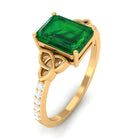 Octagon Cut Lab Grown Emerald Celtic Knot Engagement Ring Lab Created Emerald - ( AAAA ) - Quality - Rosec Jewels