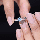 Natural Aquamarine Solitaire Promise Ring in Floral Setting Aquamarine - ( AAA ) - Quality - Rosec Jewels