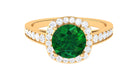 Rosec Jewels-Lab Grown Emerald and Diamond Classic Halo Engagement Ring