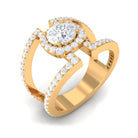 2 CT Moissanite Designer Double Band Ring in Gold Moissanite - ( D-VS1 ) - Color and Clarity - Rosec Jewels