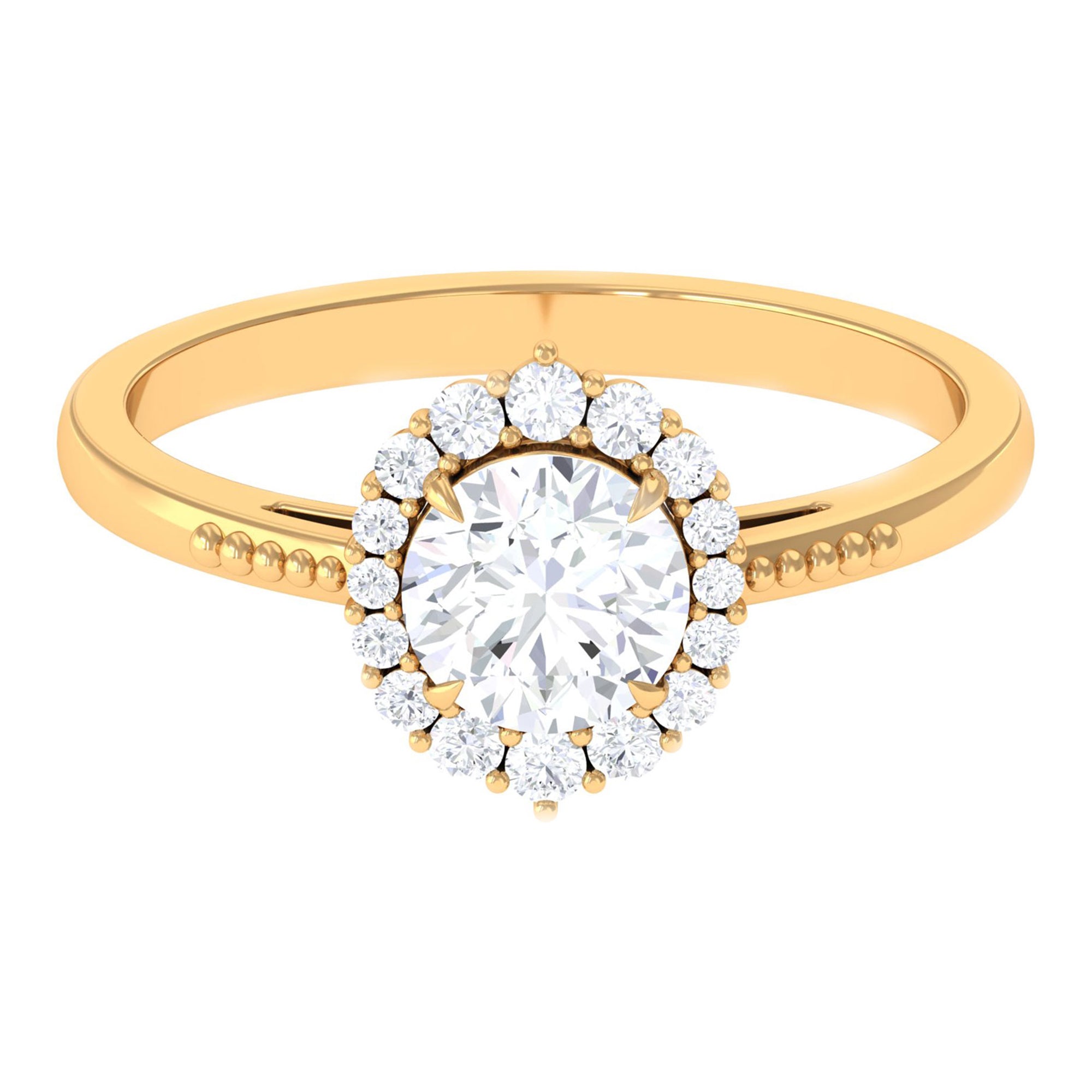 Certified Moissanite Halo Engagement Ring Moissanite - ( D-VS1 ) - Color and Clarity - Rosec Jewels