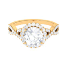 3 CT Crossover Moissanite Classic Halo Engagement Ring Moissanite - ( D-VS1 ) - Color and Clarity - Rosec Jewels