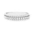 Classic Moissanite Three Row Wedding Band Ring Moissanite - ( D-VS1 ) - Color and Clarity - Rosec Jewels