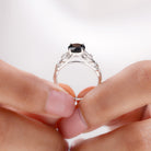 Filigree Engagement Ring with Black Onyx and Diamond Black Onyx - ( AAA ) - Quality - Rosec Jewels