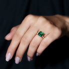 Princess Cut Created Emerald Solitaire Engagement Ring with Moissanite Lab Created Emerald - ( AAAA ) - Quality - Rosec Jewels