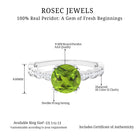 Double Prong Set Peridot Solitaire Ring with Diamond Side Stones Peridot - ( AAA ) - Quality - Rosec Jewels