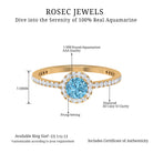 Minimal Blue Aquamarine Ring with Diamond Accent Aquamarine - ( AAA ) - Quality - Rosec Jewels