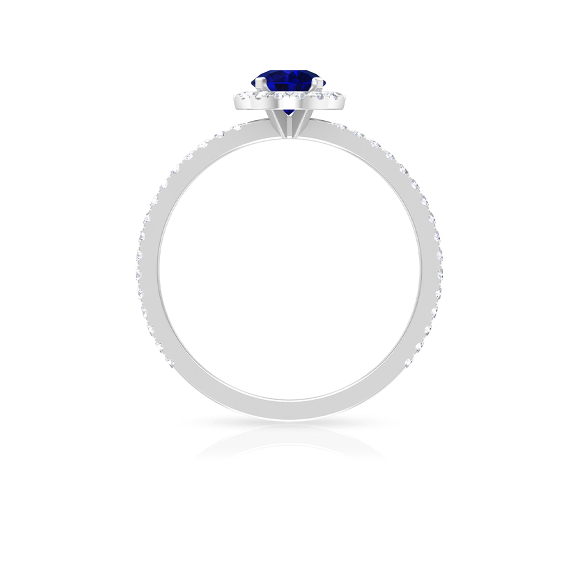 Minimal Blue Sapphire and Diamond Engagement Ring Blue Sapphire - ( AAA ) - Quality - Rosec Jewels