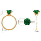 3.5 CT Created Emerald Solitaire Engagement Ring with Diamond Lab Created Emerald - ( AAAA ) - Quality - Rosec Jewels