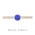 Tanzanite Dainty Solitaire Ring with French Pave Set Diamond Tanzanite - ( AAA ) - Quality - Rosec Jewels