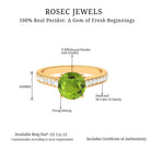 Natural Peridot Solitaire Engagement Ring with Diamond Side Stones Peridot - ( AAA ) - Quality - Rosec Jewels