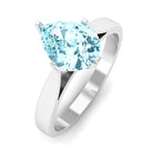 Teardrop Solitaire Ring with Aquamarine Aquamarine - ( AAA ) - Quality - Rosec Jewels