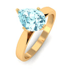 Teardrop Solitaire Ring with Aquamarine Aquamarine - ( AAA ) - Quality - Rosec Jewels