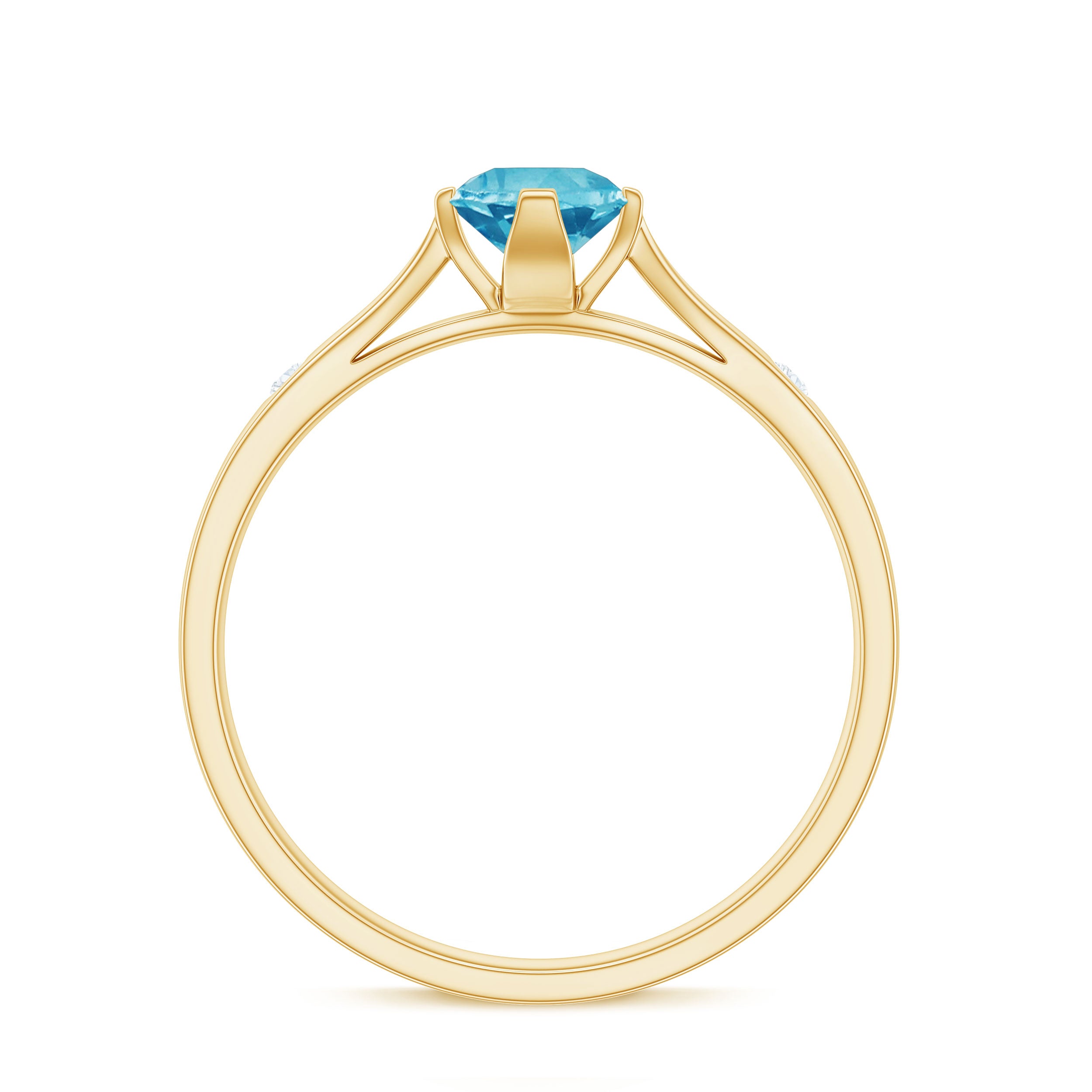 1/2 CT Solitaire Ring with Swiss Blue Topaz and Diamond for Her Swiss Blue Topaz - ( AAA ) - Quality - Rosec Jewels