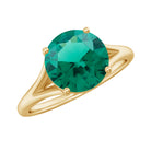 Solitaire Promise Ring with 2 CT Lab Created Emerald and Diamond Lab Created Emerald - ( AAAA ) - Quality - Rosec Jewels