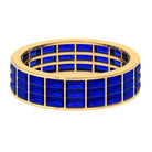 Channel Set Lab Grown Blue Sapphire Wide Eternity Band Ring Lab Created Blue Sapphire - ( AAAA ) - Quality - Rosec Jewels